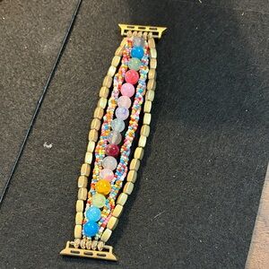 Apple Watch Band Multicolor Beaded Gold Connector Bracelet